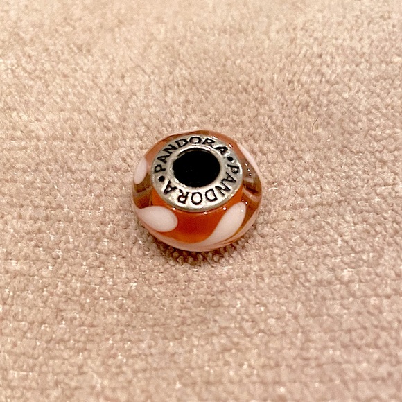 SOLD Retired Pandora glass murano orange and white swirl - Picture 3 of 7